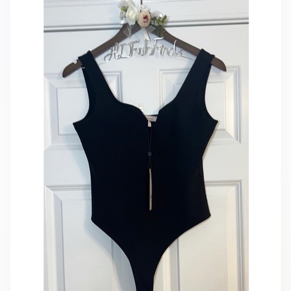 BCBGeneration Black Thong Bodysuit With Notch Neckline - Picture 6 of 7